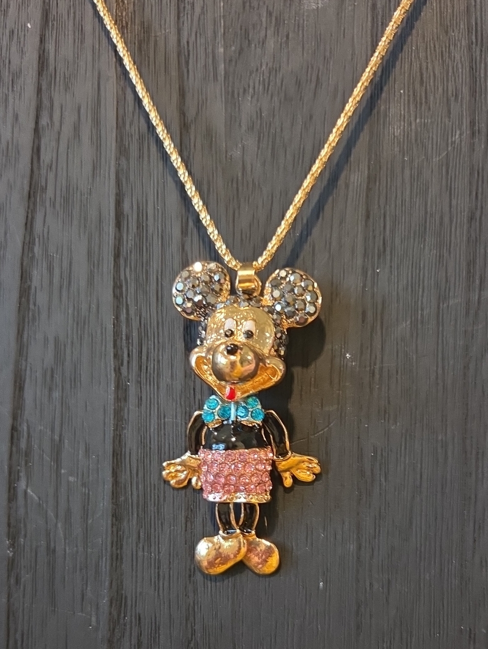 Betsey Johnson Minnie Mouse Articulating/Movable Pendant Necklace